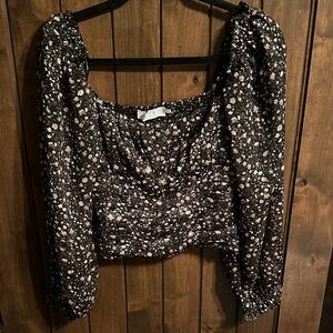 Astr Black and White Floral Blouse